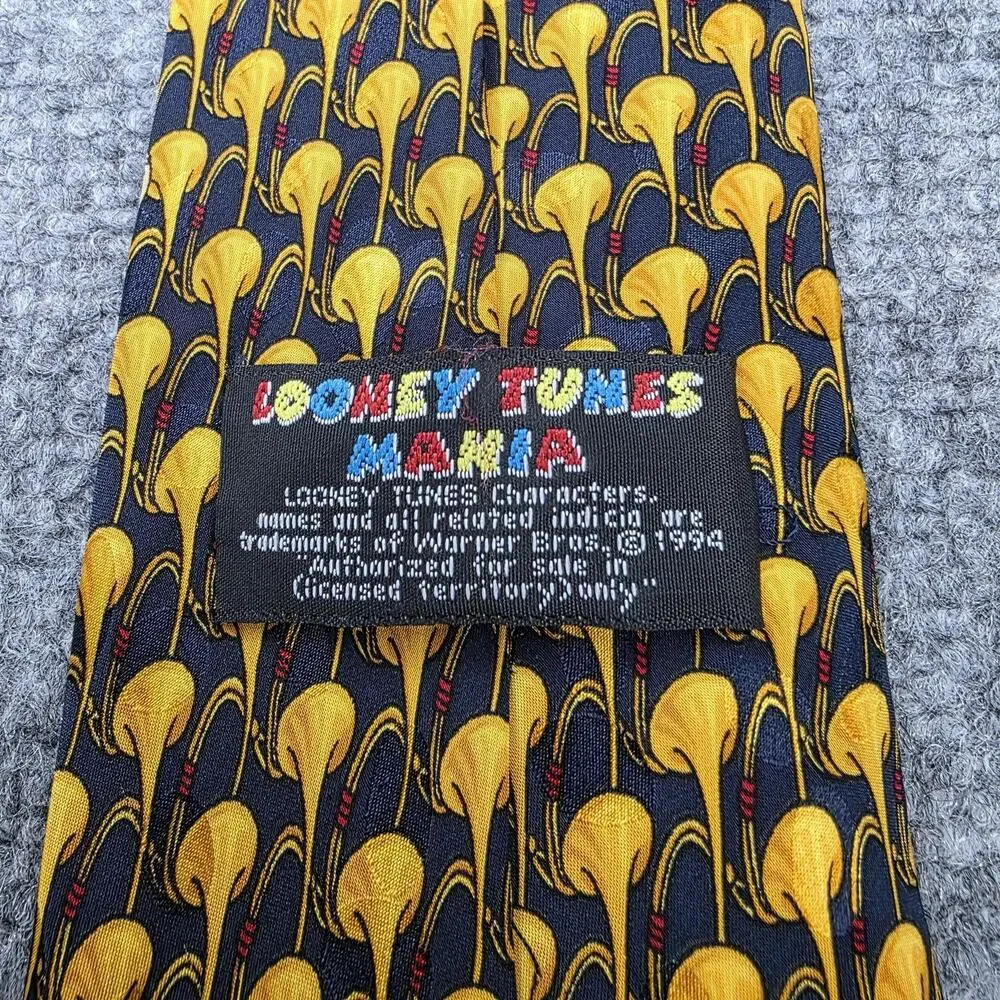 Vintage Looney Tunes Mania Tie Men Bugs Bunny Daffy Duck Silk Cartoon Novelty 90